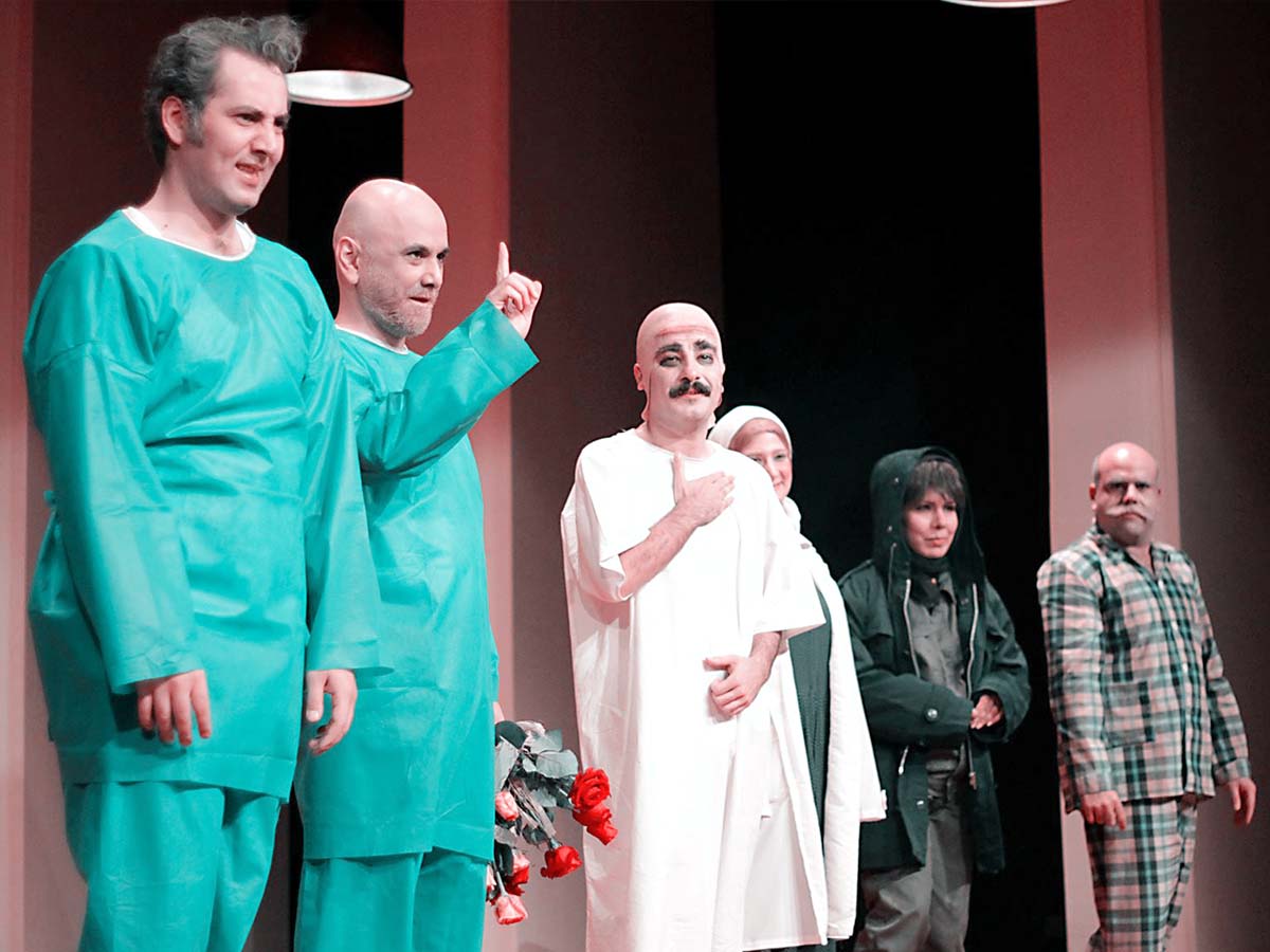Navid Mohammadzadeh, Ashkan Jenabi & Habib Rezaei in "Heart of a Dog" a play by Mohammad Yaghoubi